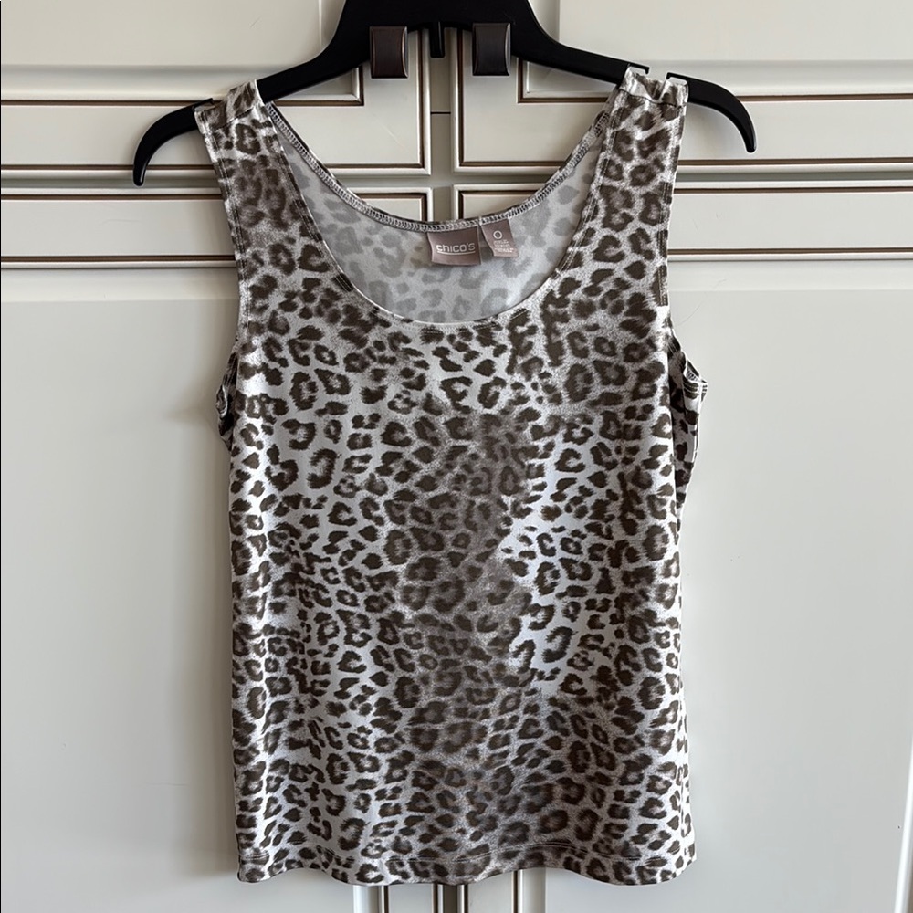 Chicos Leopard Print Sleeveless Tank Top